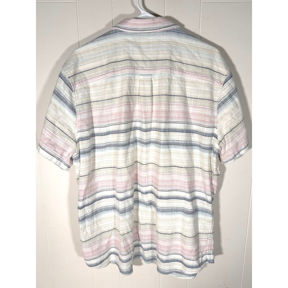 Marine Layer Stretch Selvedge Short Sleeve Button-Up Shirt Striped Men XL Casual - Picture 3 of 6